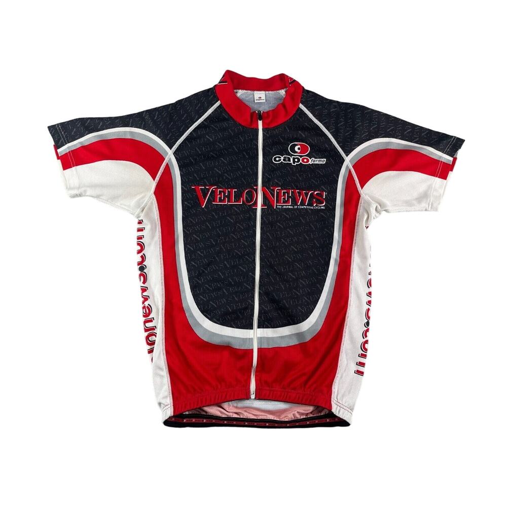 Capo Forma Jersey Mens Large Cycling Full Zip Velo News Red Black Made in Italy